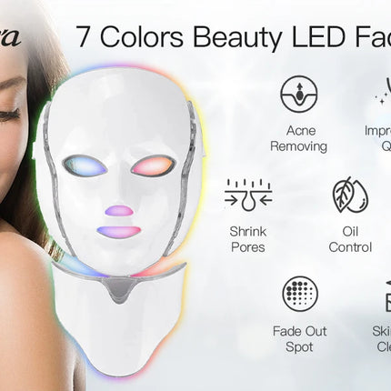LED 7-Color Light Therapy Facial Mask – Skin Firming & Whitening - Glossorea