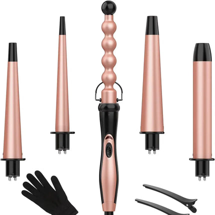 BESTOPE PRO 5-in-1 Curling Iron Set – Interchangeable Barrels - Glossorea