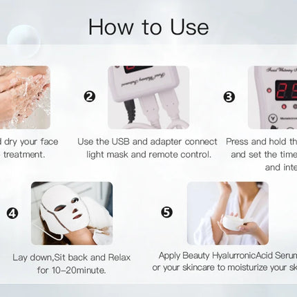 LED 7-Color Light Therapy Facial Mask – Skin Firming & Whitening - Glossorea