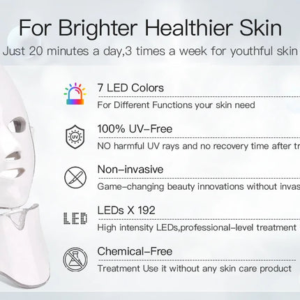 LED 7-Color Light Therapy Facial Mask – Skin Firming & Whitening - Glossorea