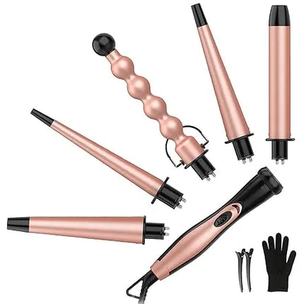 BESTOPE PRO 5-in-1 Curling Iron Set – Interchangeable Barrels - Glossorea