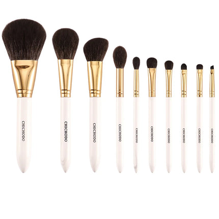 CHICHODO 10PCS Luxurious Makeup Brush Set – Fox, Goat & Synthetic Hair - Glossorea