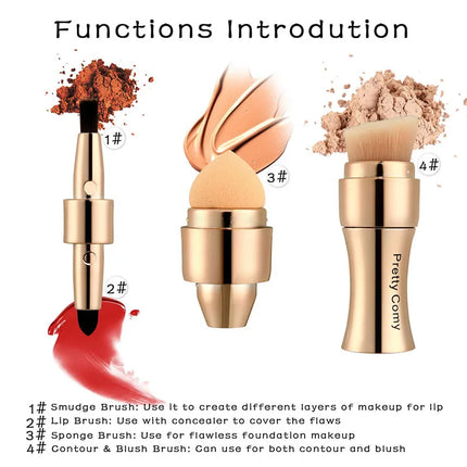 4-in-1 Professional Makeup Brush – Foundation, Eyebrow, Shadow, Concealer - Glossorea