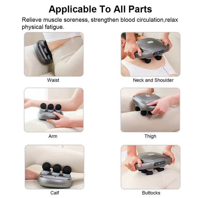 High-Frequency Fascia Massage Gun – 6 Heads for Full Body Relief - Glossorea