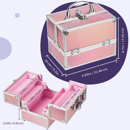 Mermaid Alloy Makeup Box – Lockable 4-Tray Storage Case - Glossorea