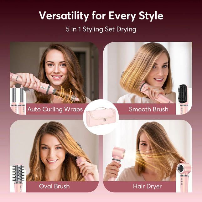 5-in-1 High-Speed Hot Air Styler – Dry, Curl, Straighten & Volumize - Glossorea