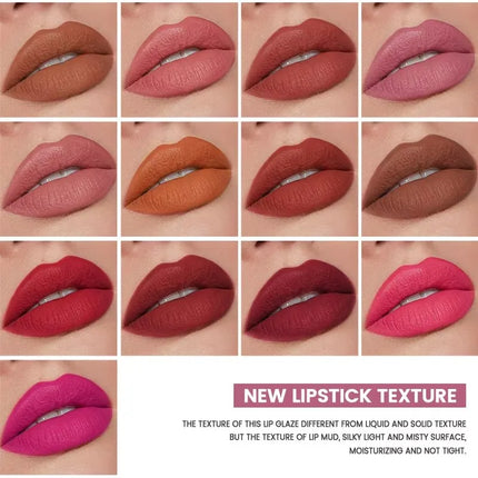 14-Color Matte Waterproof Liquid Lipstick Set - Glossorea