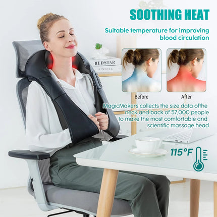 Shiatsu Neck & Shoulder Massager – Heated Deep Kneading Pillow - Glossorea