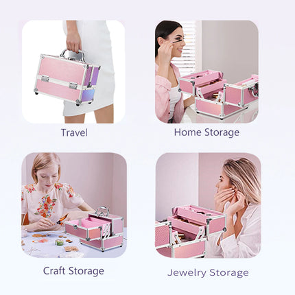 Mermaid Alloy Makeup Box – Lockable 4-Tray Storage Case - Glossorea