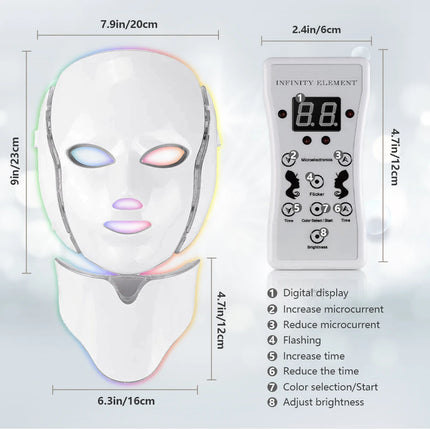 LED 7-Color Light Therapy Facial Mask – Skin Firming & Whitening - Glossorea