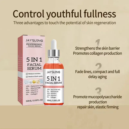 Jaysuing 5-in-1 Hyaluronic Face Serum – 30ml - Glossorea