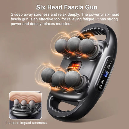 High-Frequency Fascia Massage Gun – 6 Heads for Full Body Relief - Glossorea