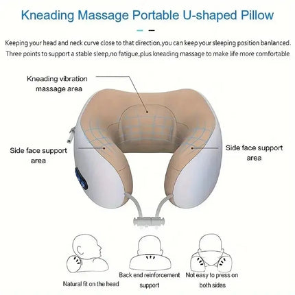 Electric Heated Neck Massage Pillow – U-Shaped Memory Foam - Glossorea