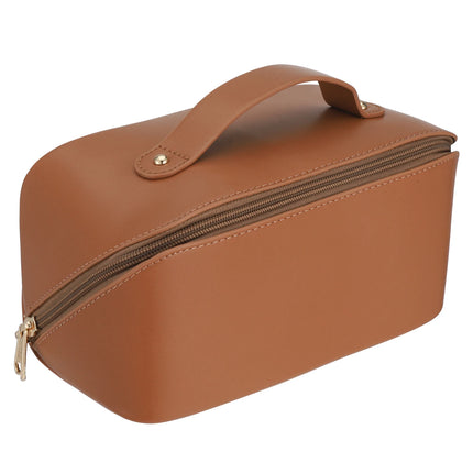 Large Travel Makeup Bag – Waterproof PU Leather with Divider & Handle - Glossorea