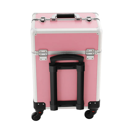 Rolling Makeup Train Case – Large Aluminum Organizer - Glossorea