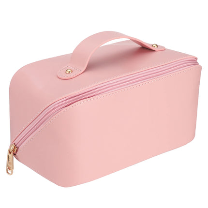 Large Travel Makeup Bag – Waterproof PU Leather with Divider & Handle - Glossorea