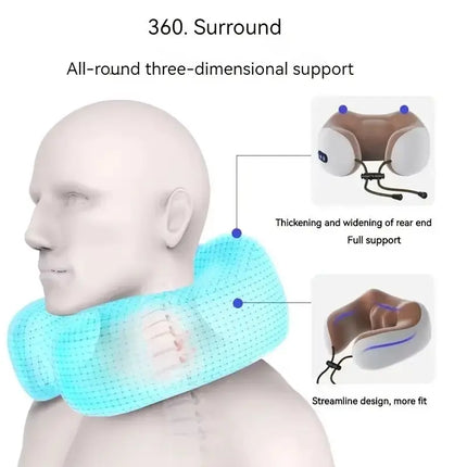 Electric Heated Neck Massage Pillow – U-Shaped Memory Foam - Glossorea