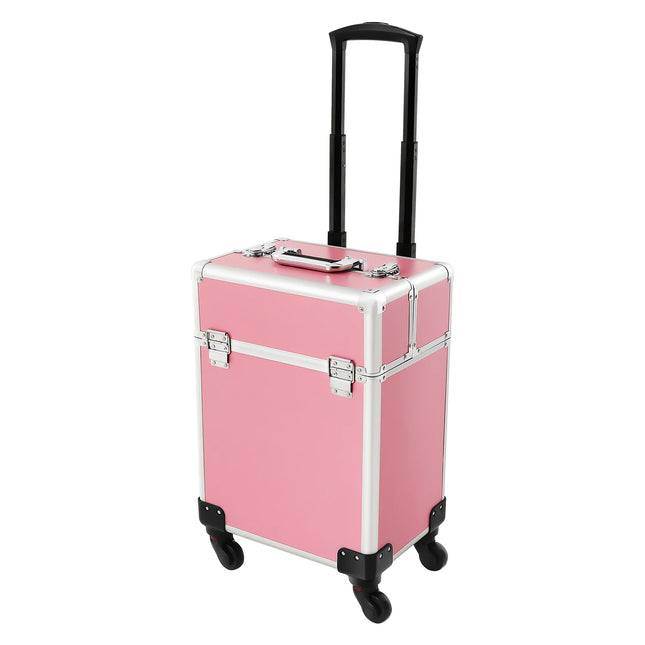 Rolling Makeup Train Case – Large Aluminum Organizer - Glossorea