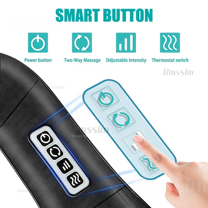 Shiatsu Neck & Shoulder Massager – Heated Deep Kneading Pillow - Glossorea