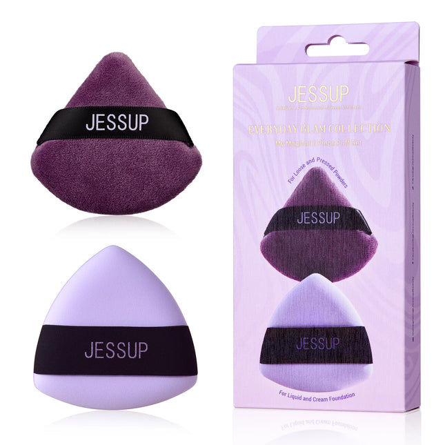 Jessup Triangle Powder Puff Set – 2pcs Reusable & Soft - Glossorea