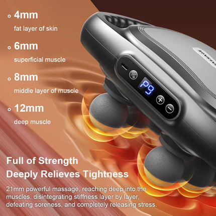 High-Frequency Fascia Massage Gun – 6 Heads for Full Body Relief - Glossorea