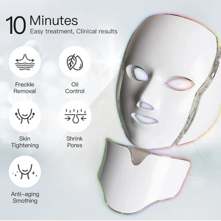 LED 7-Color Light Therapy Facial Mask – Skin Firming & Whitening - Glossorea
