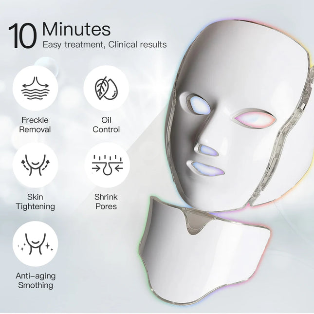 LED 7-Color Light Therapy Facial Mask – Skin Firming & Whitening - Glossorea