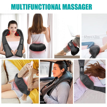 Shiatsu Neck & Shoulder Massager – Heated Deep Kneading Pillow - Glossorea