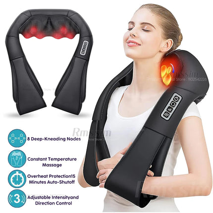 Shiatsu Neck & Shoulder Massager – Heated Deep Kneading Pillow - Glossorea
