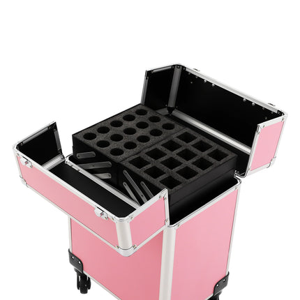 Rolling Makeup Train Case – Large Aluminum Organizer - Glossorea