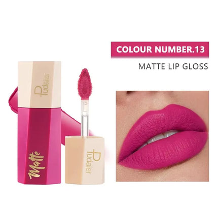 14-Color Matte Waterproof Liquid Lipstick Set - Glossorea