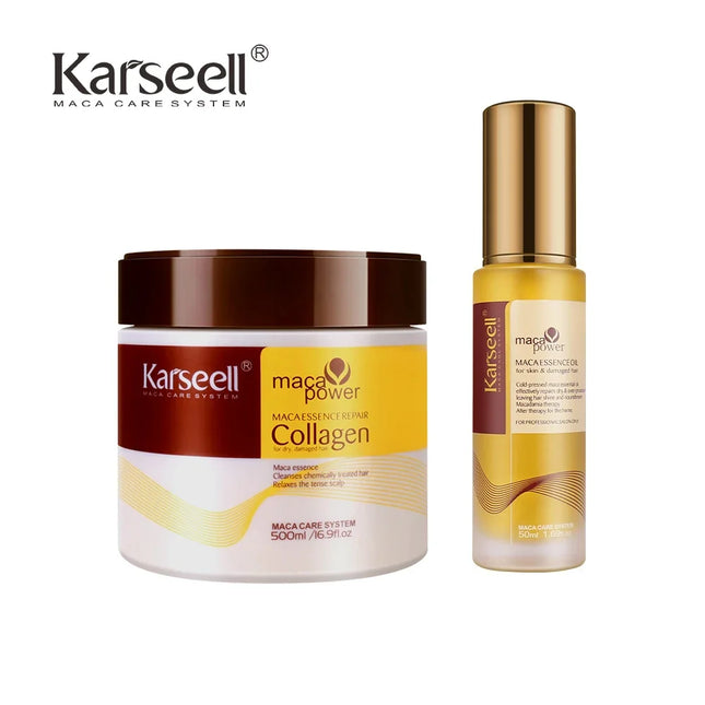Karseell Collagen Hair Mask & Argan Oil Set – Repair for All Hair Types - Glossorea