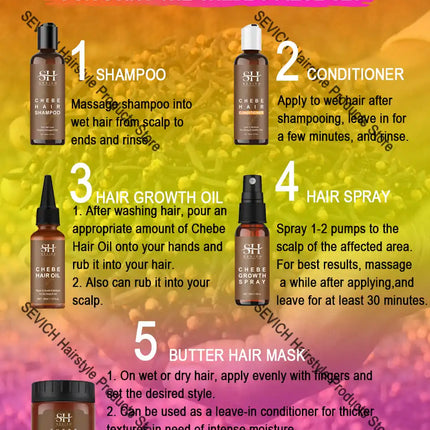 Sevich Hair Growth Set – Chebe Mask & Oil for Hair Loss Treatment - Glossorea