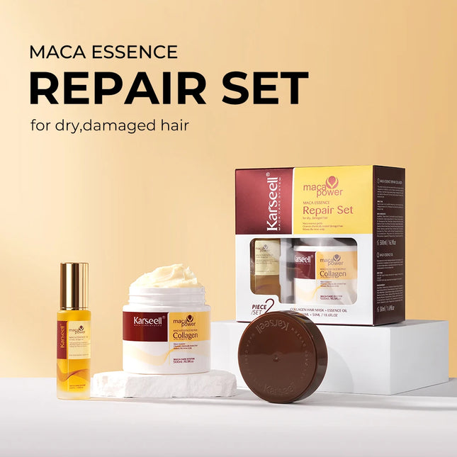 Karseell Collagen Hair Mask & Argan Oil Set – Repair for All Hair Types - Glossorea