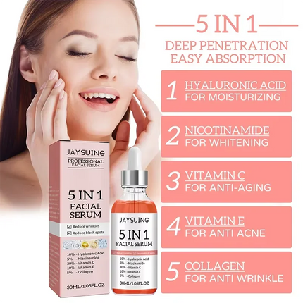 Jaysuing 5-in-1 Hyaluronic Face Serum – 30ml - Glossorea